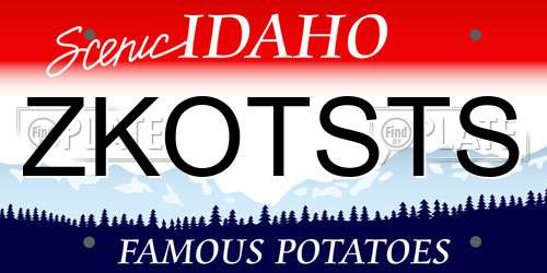 ZKOTSTS Idaho License Plate