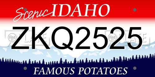 ZKQ2525 Idaho License Plate