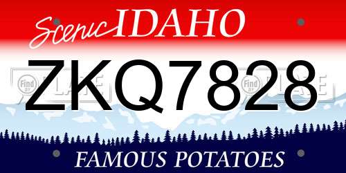 ZKQ7828 Idaho License Plate