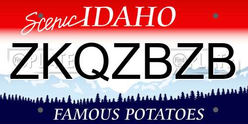 ZKQZBZB Idaho License Plate