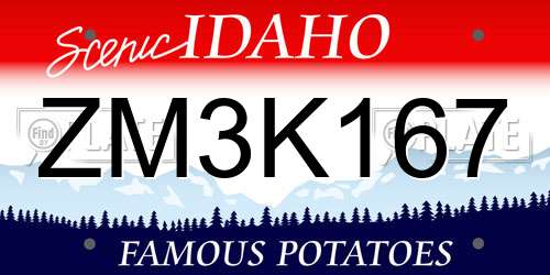 ZM3K167 Idaho License Plate