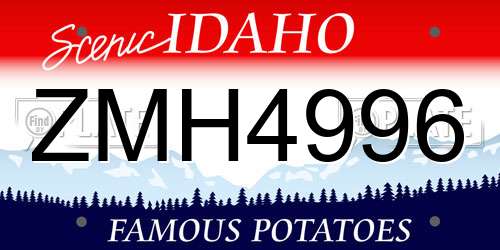 ZMH4996 Idaho License Plate