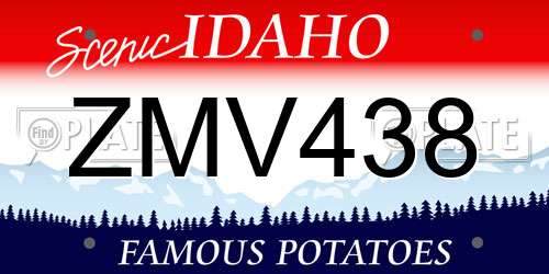 ZMV438 Idaho License Plate