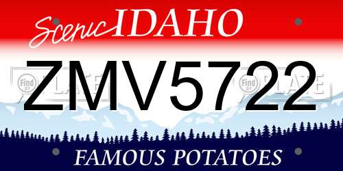 ZMV5722 Idaho License Plate