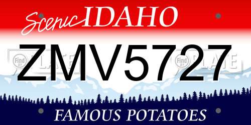ZMV5727 Idaho License Plate