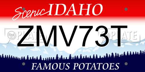 ZMV73T Idaho License Plate