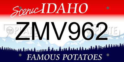ZMV962 Idaho License Plate