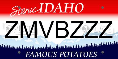 ZMVBZZZ Idaho License Plate