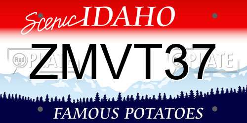 ZMVT37 Idaho License Plate