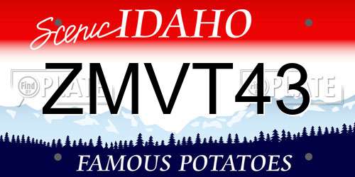 ZMVT43 Idaho License Plate