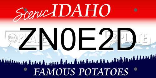 ZN0E2D Idaho License Plate