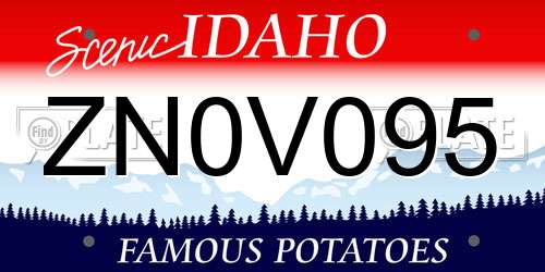 ZN0V095 Idaho License Plate