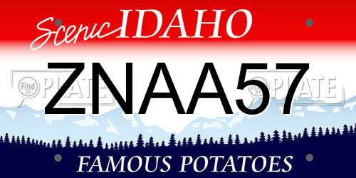 ZNAA57 Idaho License Plate