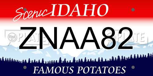 ZNAA82 Idaho License Plate