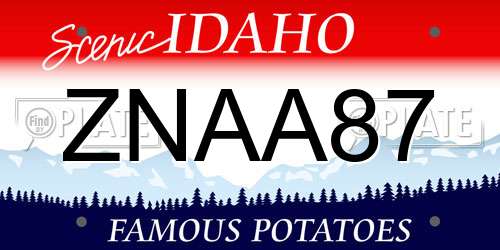 ZNAA87 Idaho License Plate