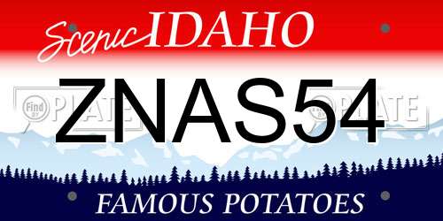 ZNAS54 Idaho License Plate