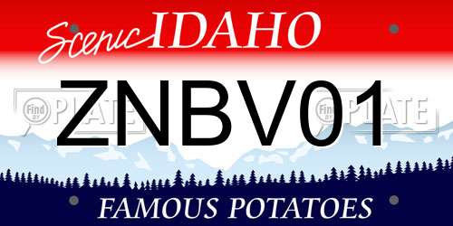 ZNBV01 Idaho License Plate