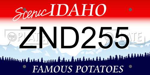 ZND255 Idaho License Plate