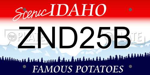 ZND25B Idaho License Plate
