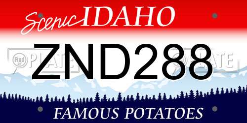 ZND288 Idaho License Plate