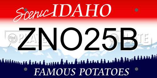 ZNO25B Idaho License Plate