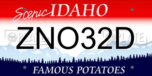 ZNO32D Idaho License Plate