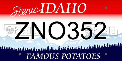 ZNO352 Idaho License Plate