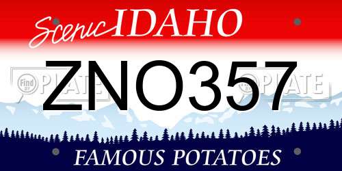 ZNO357 Idaho License Plate