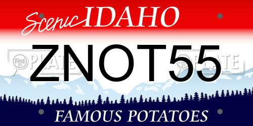 ZNOT55 Idaho License Plate