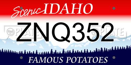 ZNQ352 Idaho License Plate