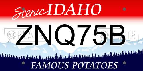 ZNQ75B Idaho License Plate