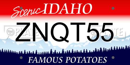 ZNQT55 Idaho License Plate