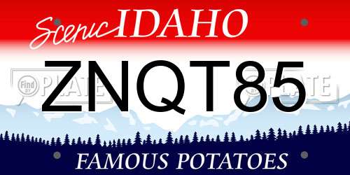ZNQT85 Idaho License Plate