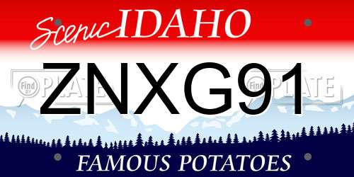ZNXG91 Idaho License Plate
