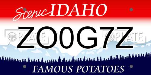 ZO0G7Z Idaho License Plate