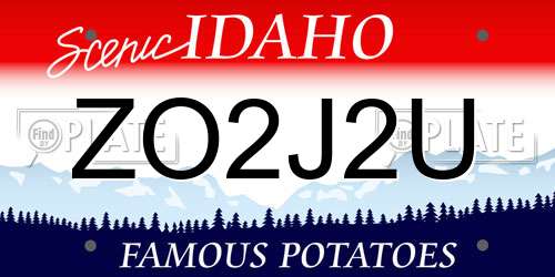 ZO2J2U Idaho License Plate