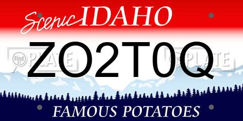 ZO2T0Q Idaho License Plate