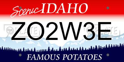 ZO2W3E Idaho License Plate