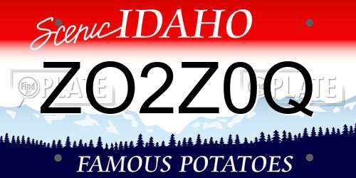 ZO2Z0Q Idaho License Plate