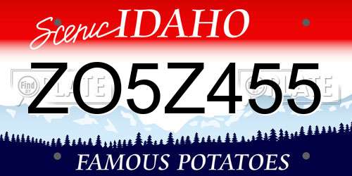 ZO5Z455 Idaho License Plate