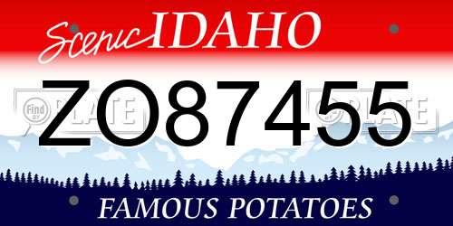 ZO87455 Idaho License Plate
