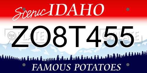 ZO8T455 Idaho License Plate