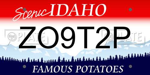 ZO9T2P Idaho License Plate