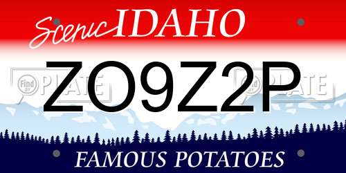 ZO9Z2P Idaho License Plate