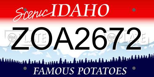 ZOA2672 Idaho License Plate