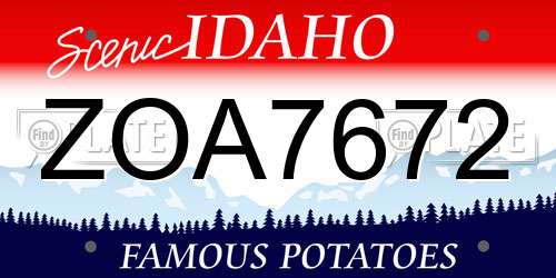ZOA7672 Idaho License Plate