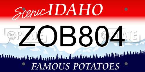 ZOB804 Idaho License Plate