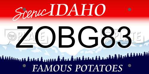 ZOBG83 Idaho License Plate