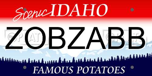 ZOBZABB Idaho License Plate