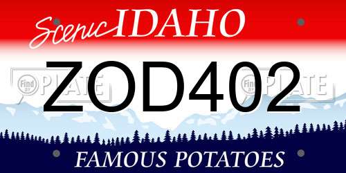 ZOD402 Idaho License Plate